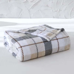 Mainstays Super Soft Plush Blanket, Brown Plaid, Twin, Adult/Teen - Picture 1 of 7