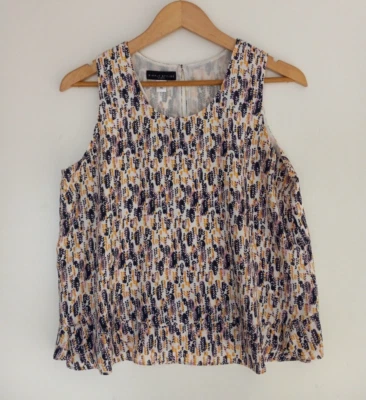 Blusa para mujer estilo simple rosa azul abstracto sin mangas con capas sin mangas nueva con etiquetas Foto 1 de 4