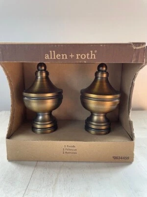 Paquete de 2 remates decorativos de barra de cortina Allen & Roth ~ acabado espresso ~ NUEVO Foto 1 de 4