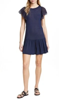 Camiseta Jersey Mini Vestido Rebecca Taylor Azul Marino Flutter Manga Ojales XL = 14/16 Foto 1 de 4