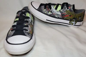 Boys Converse All Star Dinoverse T-Rex Alien Space Gray Lowtop Shoes Size 12 - Picture 1 of 11