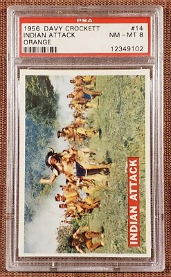 1956 Orange Davy Crockett #14 Indian Attack Authentic Original PSA 8 NM/MT - Image 1 of 2