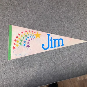 Vintage proudline pennant Flag First Name “Jim” rainbow Stars 1980 Nostalgia - Picture 1 of 6