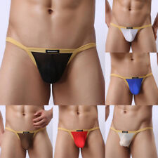 Men's T-back Thong G-string Bikini Underpants Jockstrap Gay Mesh Underwears