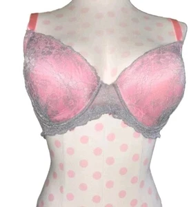 Rampage Intimates Lined Pink Grey Lace Overlay Underwire TShirt Bra Size 38D VGC - Picture 1 of 8