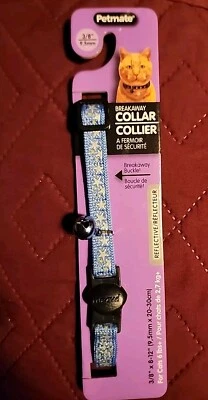 Ошейник для кошки светоотражающий Petmate Stars Breakaway 3 8 дюймов x 8-12 дюймов синий 9,5 мм - Изображение 1 из 2