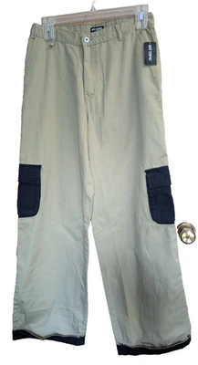 NWT Hot Topic Black Beige Contrast Wide Leg Pants Mens Cargo Sz 32x32 StreetWear - Image 1 of 4