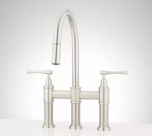 Rubinetto cucina ponte estraibile 30" nichel spazzolato nuovo con cilindro moderno - Foto 1 di 4