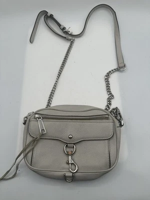 Rebecca Minkoff Mini M.A.C. Light Gray Leather Chain Strap Crossbody Handbag - Image 1 of 4