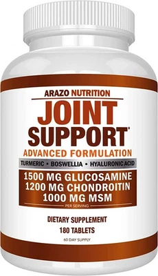 Arazo Nutrition Glucosamina Condroitina Cúrcuma MSM Boswellia Soporte Articular 180 Foto 1 de 4