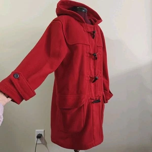 Lauren Ralph Lauren Dufflecoat rot lang Kapuze Knebelknopf Fleece Medium  - Bild 1 von 10