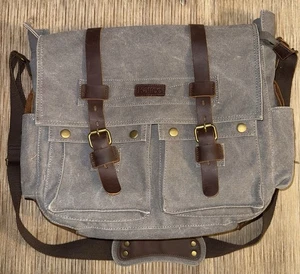Kattee Leather/ Canvas Camera Bag Vintage Messenger Shoulder Bag - Picture 1 of 5