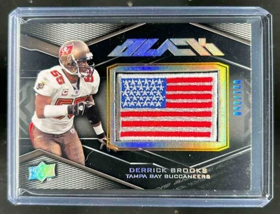 Parche bandera Derrick Brooks 2009 Upper Deck Black #/250 Buccaneers Foto 1 de 2