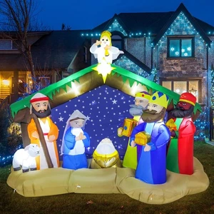 8 FT Christmas Inflatables Nativity Scene Outdoor Decorations, Christmas Blow... - Imagen 1 de 7