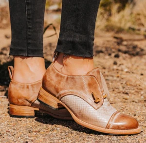 Freebird FB-Mabel Damen-Oxfords Leder Schlangenmuster Kappe Zehe Größe US 8 – hellbraun bunt - Bild 1 von 11