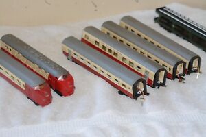 Toy trains. Ho Marklin Diesel, Dummy, and Passenger Cars. West Germany