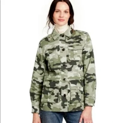 Women's Nili Lotan Jacket Military Camo Print Size 4X MSRP $45 - Image 1 of 4
