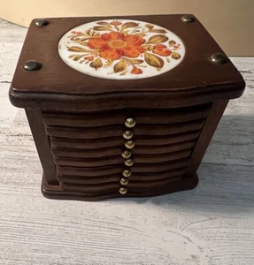 vintage Goodwood wood cork cup coasters in storage box chest - Picture 1 of 11