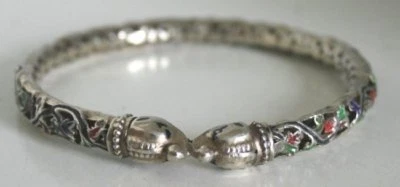 PULSERA BRAZALETE CABEZA ELEFANTE MULTICOLOR PLATA CHINA VINTAGE Foto 1 de 4