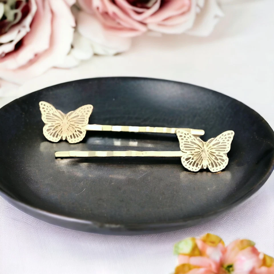 Juego de alfileres de pelo boho bobby bobo dorados mariposa para boda para novias y mujeres Foto 1 de 4