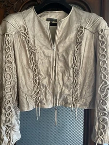 alexander mcqueen ladies metallic leather jacket Size 46 - Picture 1 of 9