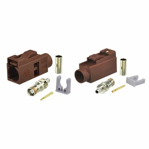 2PCS Car TV Fakra F Female 8011 Brown Crimp Solder Connector for RG316 RG174 TV2 - Picture 1 of 4