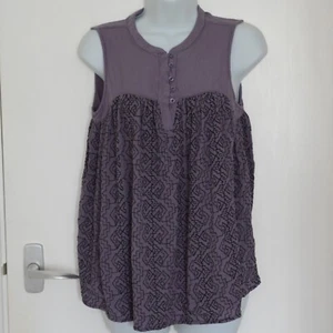 Next 6 8 10 Purple Black Embroidered Sleeveless Floaty Button Up Top Shirt - Picture 1 of 7