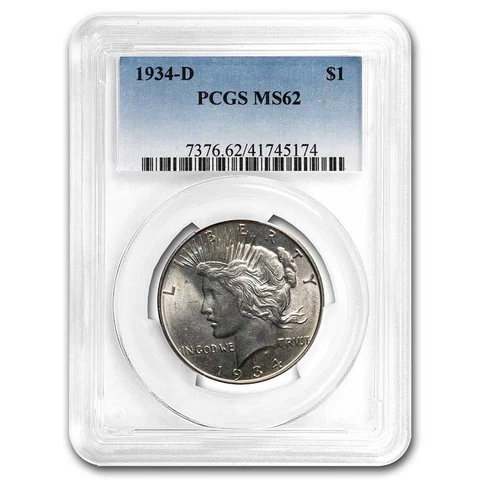 1934-D Peace Dollar MS-62 PCGS - SKU #40314 Cover