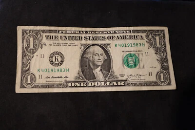 2013 ONE DOLLAR FANCY BIRTHDAY/ANNIVERSARY NOTE APRIL 19, 1983 SN # K 40191983 H - Image 1 of 2