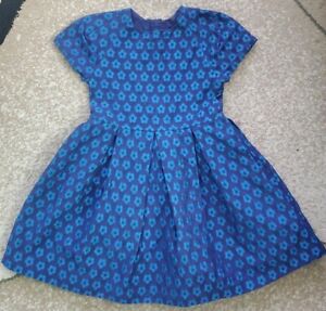 Jacadi Paris Girls Dress Blue Flowers Short Sleeve Size 6 ( 116 cm)