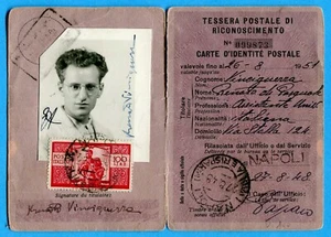 DEMOCRATICA - £.100 ISOLATO su TESSERA POSTALE DI RICONOSCIMENTO (276476) - Imagen 1 de 2