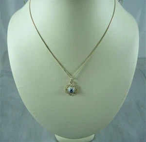 FABULOUS VINTAGE ESTATE 685 SILVER & DELFT BLUE PENDANT NECKLACE ST # 12848 - Picture 1 of 7