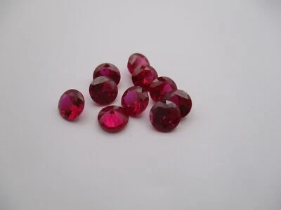 Corundum Synthetic  Loose Gem Stones Round  Red RUBY  Lab Created RUBY #5 - Image 1 of 4