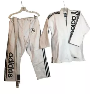 Adidas Jiu Jitsu Gi Set Youth Pant 24-28 Size 150 White Cotton Martial Arts - Picture 1 of 10