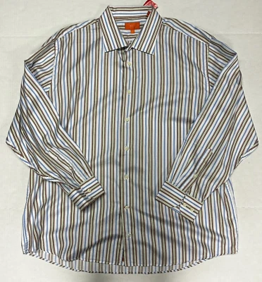 TALLIA 100% Cotton Men's SIze XXL 2XL Stripe Pattern Long Sleeve Button Front - Image 1 of 4
