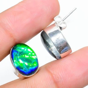 Triplet Opal Gemstone 925 Sterling Silver Jewelry Stud Earring Size 0.75" - Picture 1 of 1