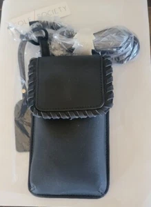 NWT $60 SOLE SOCIETY PHONE CASE  CROSSBODY MINI BAG CARD SLOT BLACK FAUX LEATHER - Picture 1 of 8