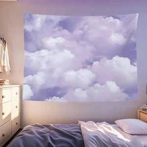 Arazzo Nuvola Viola Appeso Parete Sfondo Cielo Estetico Decorazione Parete per Ragazze B - Foto 1 di 7