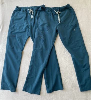 Figs Scrub Pants Womens Size Large Technical Collection Teal Green Lot Of 2 - Image 1 of 4