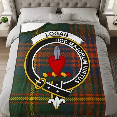 CELTIC ANCESTRY GIFTS Logan Clan Crest Scottish Tartan Blanket