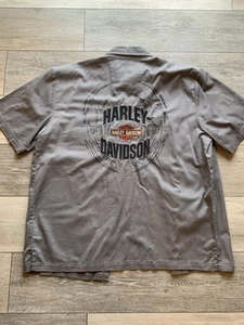 Harley Davidson Hemd Herren L Grau Knopfleiste Biker Motorrad Logo - Bild 1 von 3