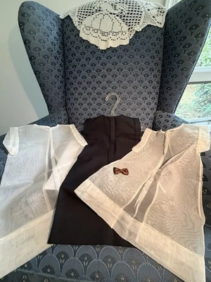 Vestido negro hecho a mano Amish ropa para niña 2 bragas y lazo hecho a mano Foto 1 de 4