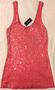 EXPRESS Womens Pink Sequin Tank Top Size M - Picture 1 of 3