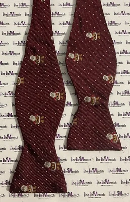 BROOKS BROTHERS Maroon Polka Dot With Santa Self Tie Adjustable Bow Tie Silk - Image 1 of 2