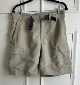 North Face Cargo Shorts Men's Size 32 Paramount  Khaki Belted Nylon Outdoor - Picture 1 of 8