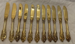 Golden Grande Baroque Wallace Sterling Silver Butter Spreader HH 11 Pc Gold - Picture 1 of 3