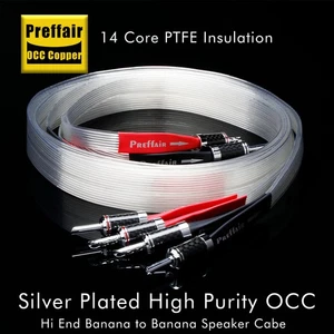 Cable bicable de altavoz HiFi plano OCC plateado con enchufes banana de fibra de carbono - Imagen 1 de 11