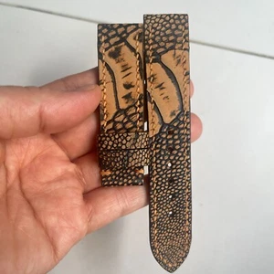 22/20mm Padded Brown Genuine OSTRICH Leg LEATHER SKIN WATCH STRAP BAND - Picture 1 of 17