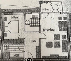 Zentrumsnahe, helle 2-Zimmer Wohnung mit Balkon im EG - Bild 1 von 1