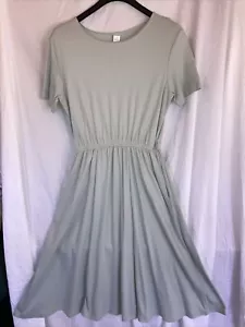 Vtg L 14–16 PETITE Lands End Womens Cotton Pastel Green Dress Maxi Elastic Waist - Picture 1 of 9